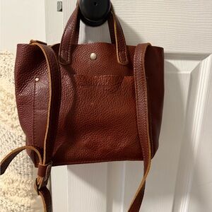 Portland Leather Mini Crossbody Tote in Nutmeg